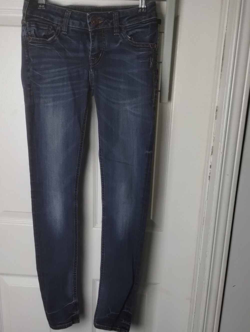Women's Midnight Blue Skinny Jeans with Faded Detail W26 L31